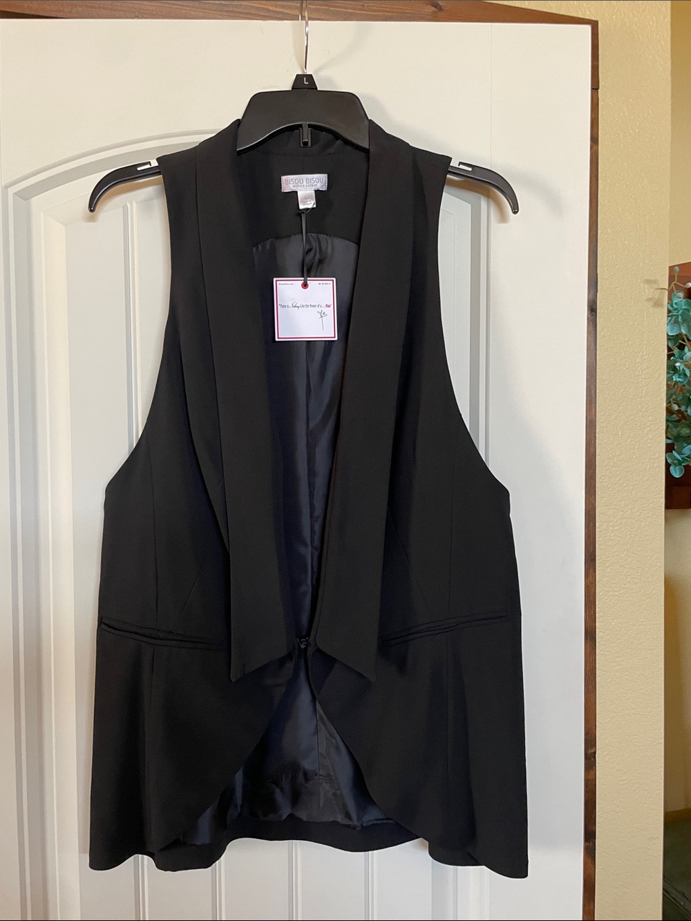 Bisou Bisou Black Asymmetrical Draped Vest Dress